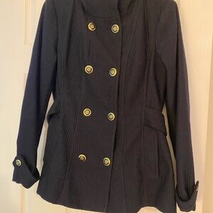 Jessica Simpson Navy Pea Coat with Gold Accents